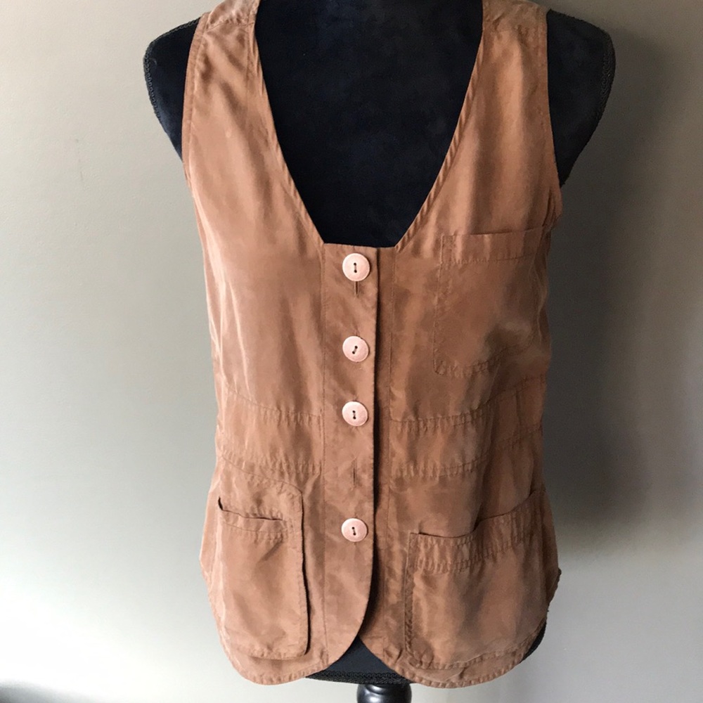J Jill Brown Vest Silk XS